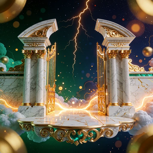 Marmurowe bramy świątyni ze złotą błyskawicą - miniatura slotu Gates of Olympus w Golisimo Casino
